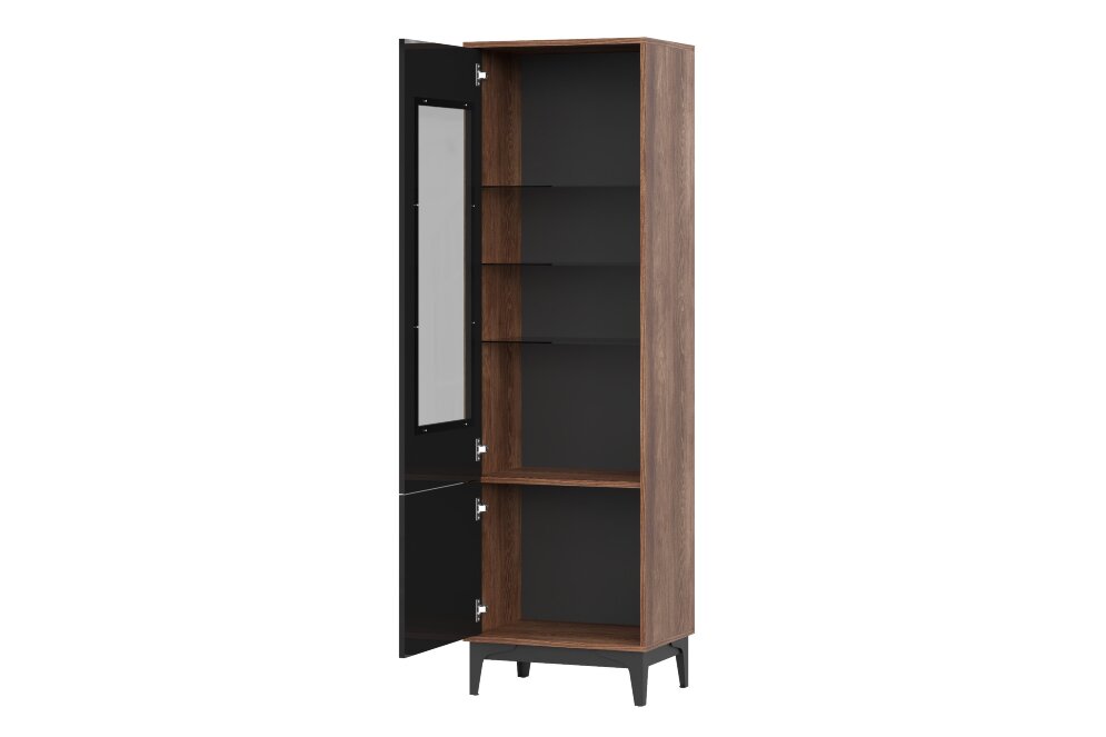 Шкаф-сервант ШКС-1 Brass (Брасс), черный глянец 