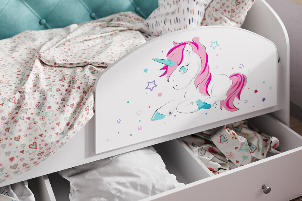 Детская кровать Звездочка, бирюза 