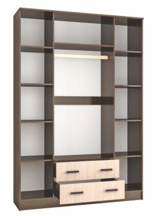 Шкаф 4-х дверный с зеркалом Лагуна, Венге/ Дуб молочный 