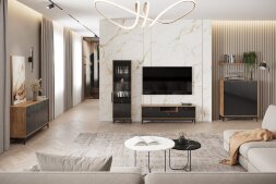 Шкаф-сервант ШКС-2 Brass (Брасс), черный глянец