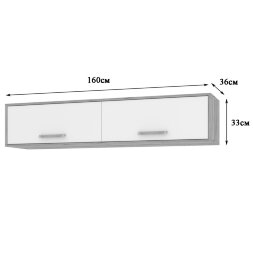 Шкаф навесной 1600 Флорида, Белый, Серый дуб