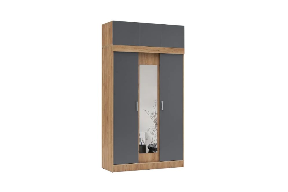 Шкаф-купе с антресолью Роджина дуб крафт / графит 