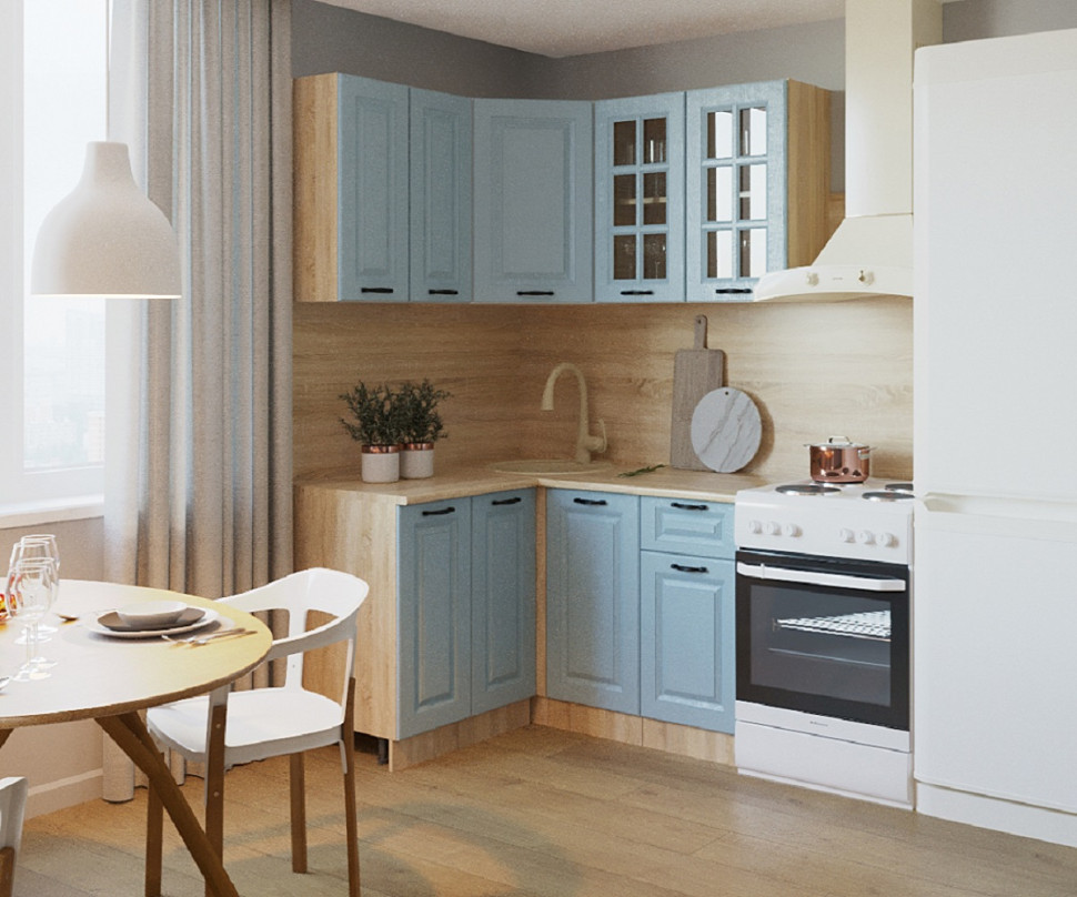 Кухонный гарнитур Роялвуд Голубой Вегас, 1200х1400 мм (арт. 6) 