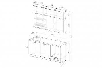 Кухонный гарнитур Глория макси 2 (ПМ), 180 см