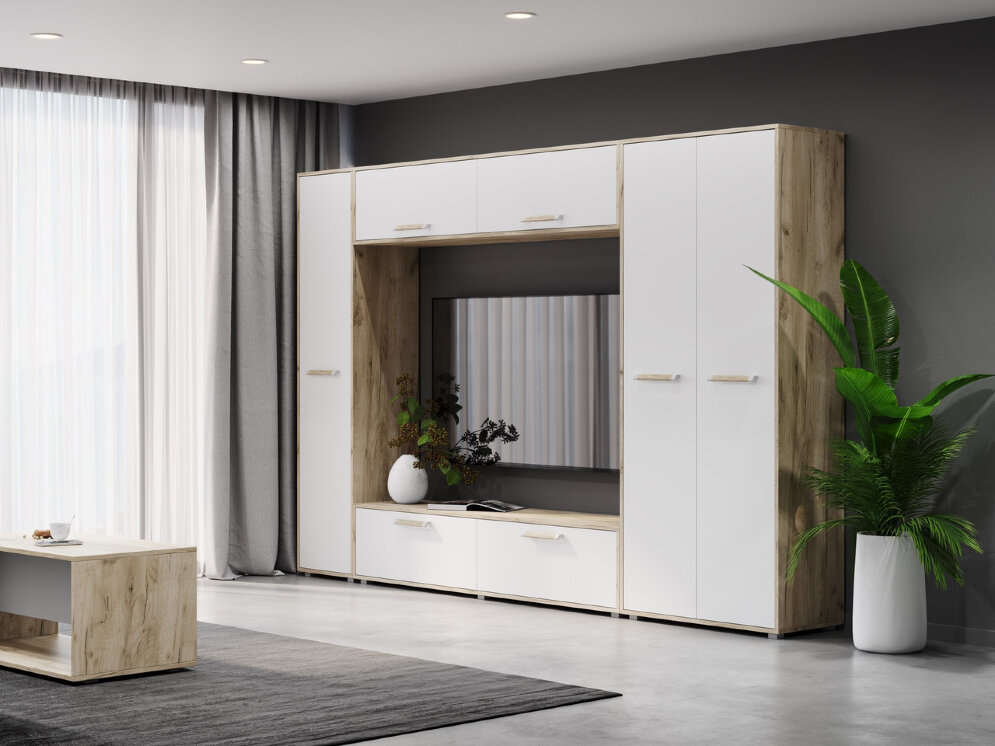 Шкаф навесной 2000 Флорида, Белый, Серый дуб 