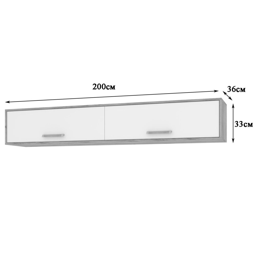 Шкаф навесной 2000 Флорида, Белый, Серый дуб 