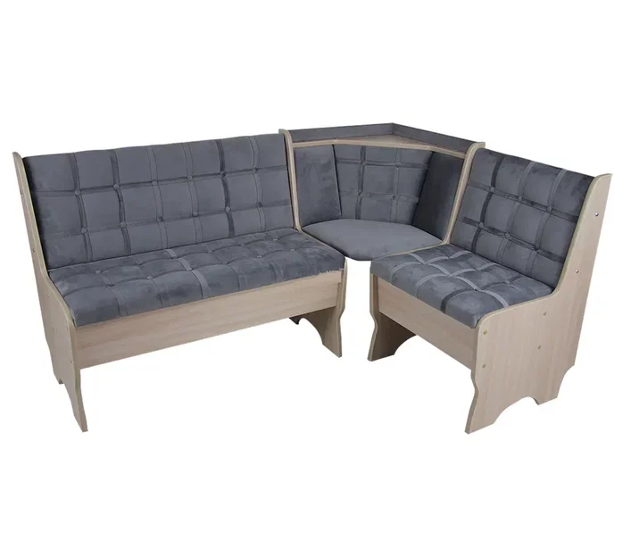 Угловая скамья Аленка-17, ясень шимо светлый / велюр серый 