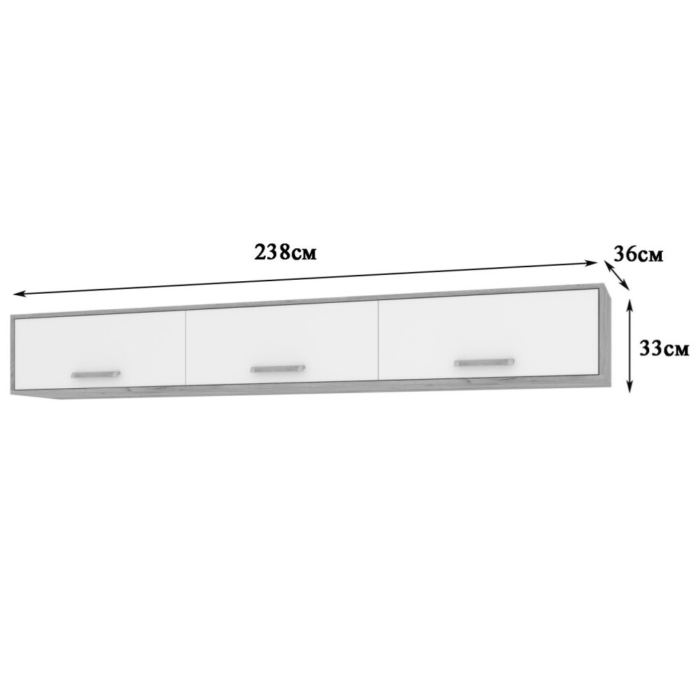 Шкаф навесной 2382 Флорида, Белый, Серый дуб 