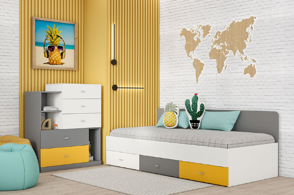 Тумба с 3 ящиками Т-1 Клео, солнечный 