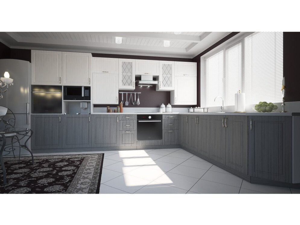 Кухня угловая Парма сандал/снег 