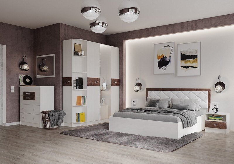 Тумба прикроватная Мадлен (ясень анкор светлый - дуб бомонд какао) 