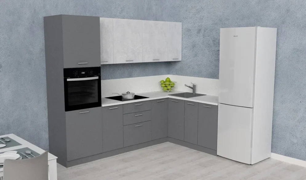 Модульная кухня АТР, графит/цемент светлый (260х170 см)  