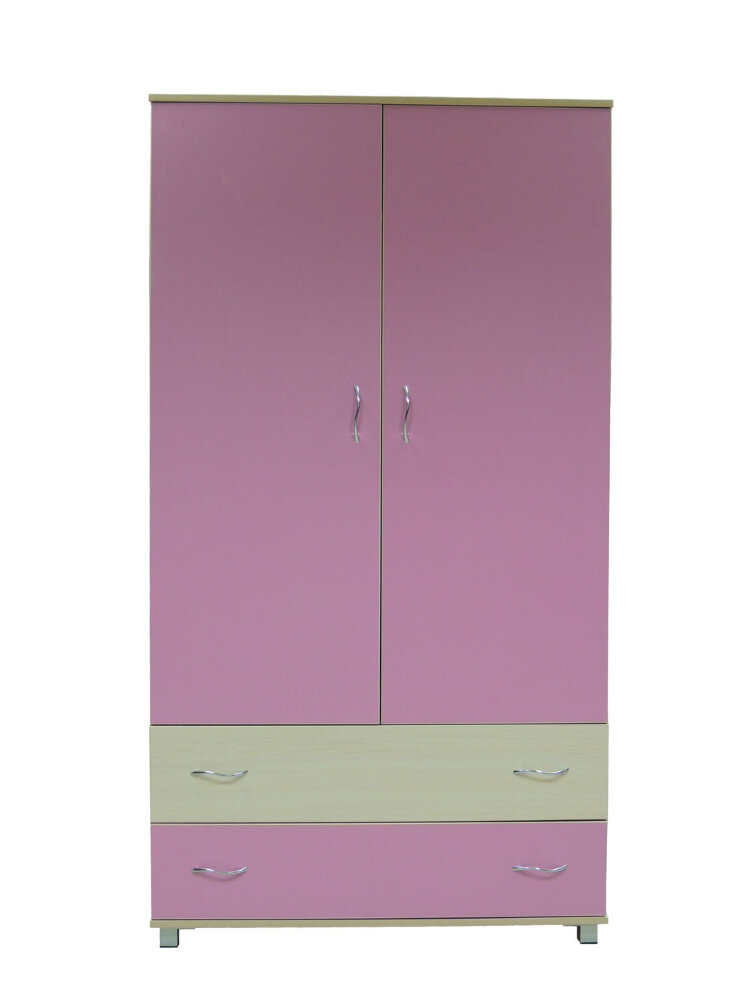 Шкаф 2-х створчатый, Молочный дуб /Розовый  