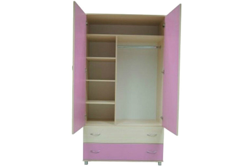 Шкаф 2-х створчатый, Молочный дуб /Розовый  