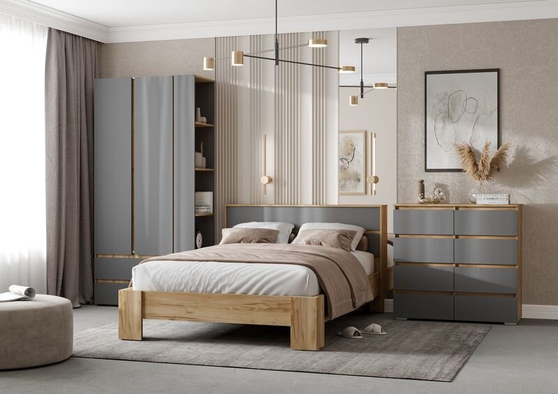 Модульная спальня Хелен, Графит (Комплект 1) 