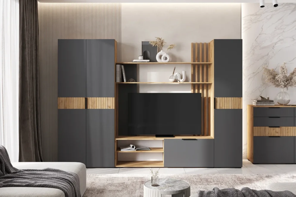 Шкаф 2-х створчатый Роджина дуб крафт / графит 