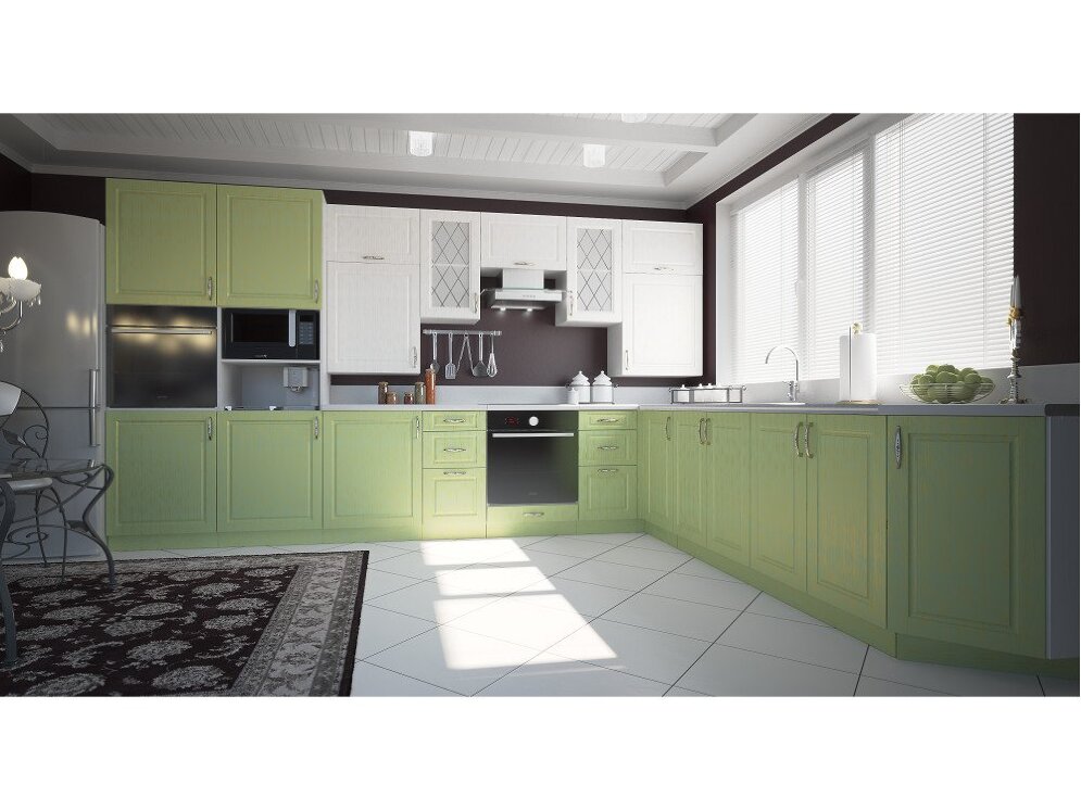 Кухня угловая Парма бирюза/снег 