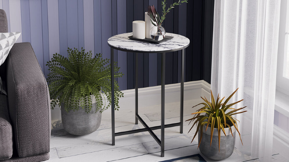 Стол журнальный Порто, Стекло Мрамор белый ДП 1-03-04 ДП 1-03-04