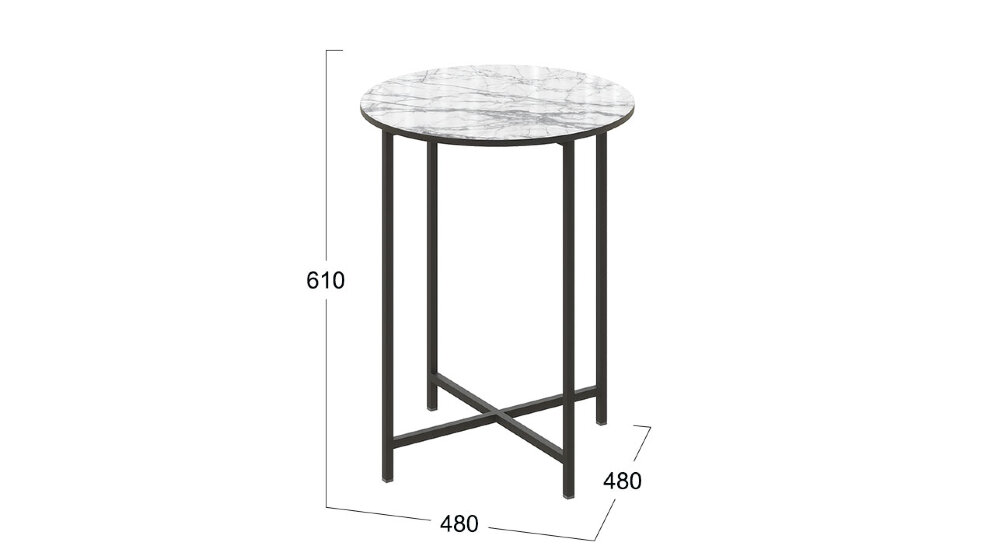 Стол журнальный Порто, Стекло Мрамор белый ДП 1-03-04 ДП 1-03-04