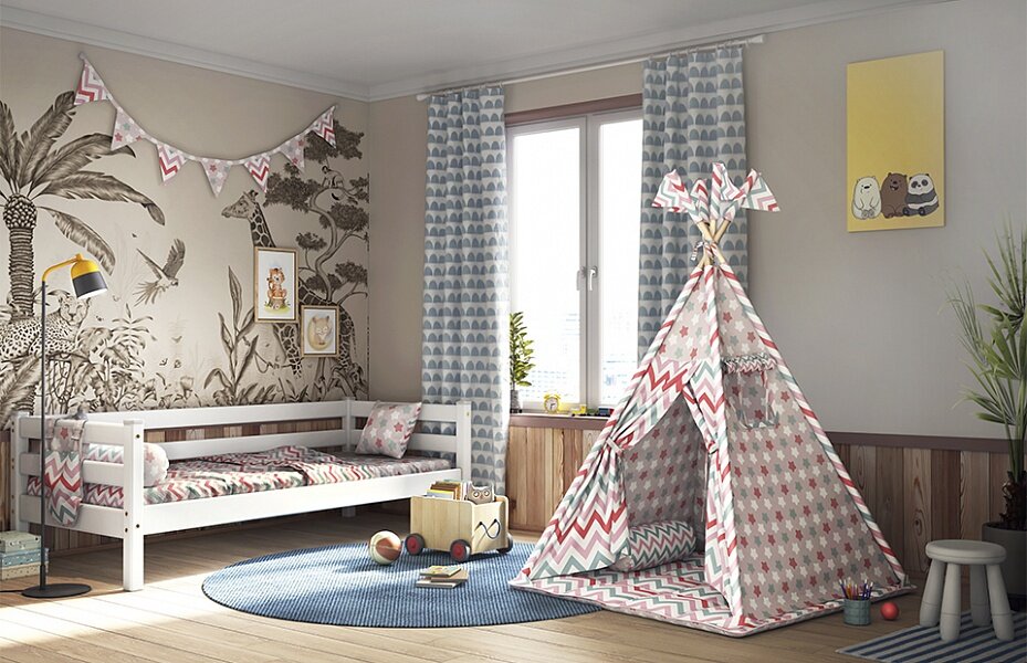 Детский вигвам игровой, зигзаг коралловый 