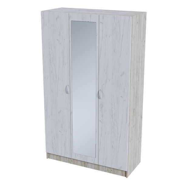 Шкаф 3-х дверный с зеркалом Басса, крафт серый 