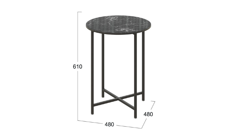 Стол журнальный Порто, Стекло Мрамор черный ДП 1-03-04 - ДП 1-03-04 