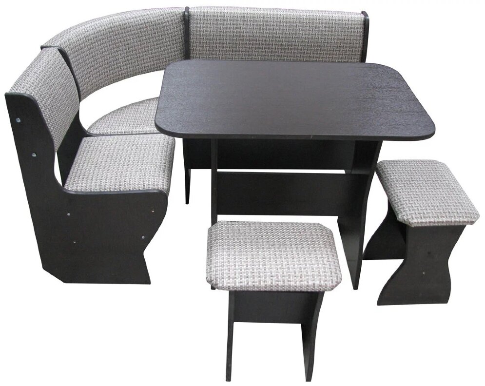 Кухонный уголок Аленка-5 (комплект со столом и табуретами) венге/ рогожка светлая 