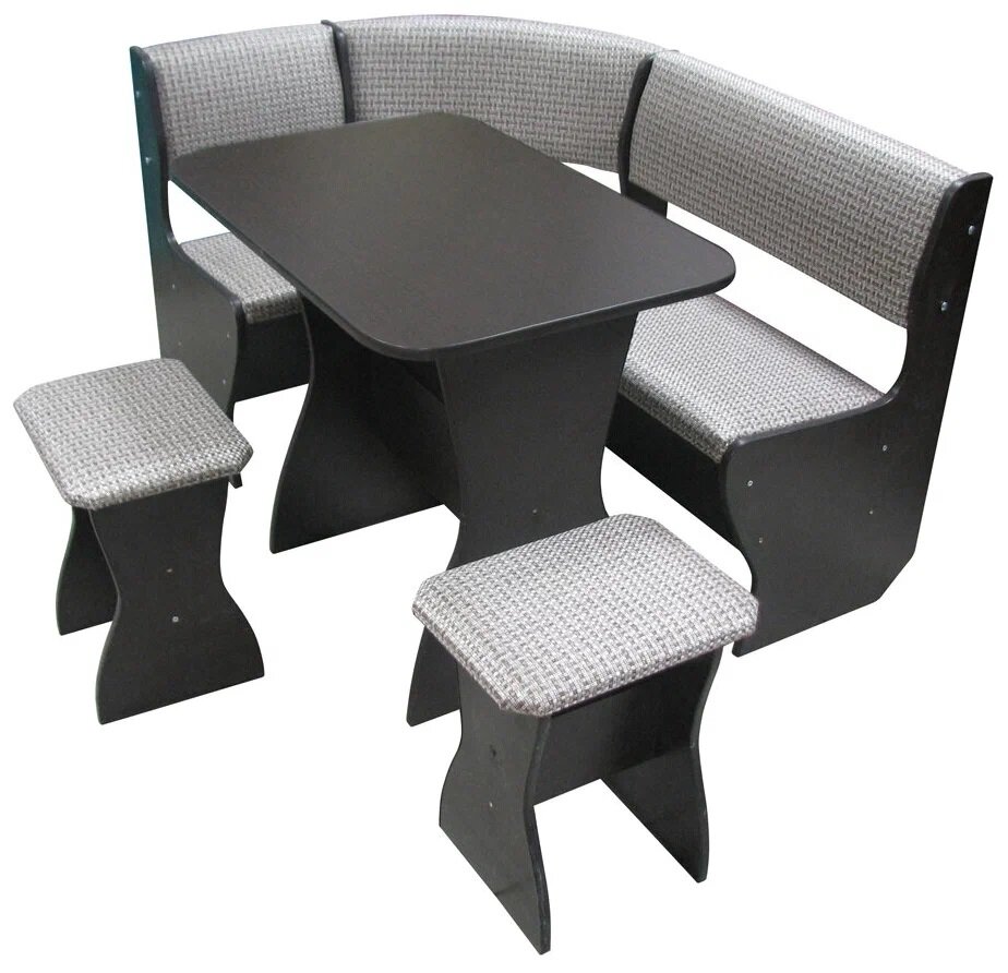 Кухонный уголок Аленка-5 (комплект со столом и табуретами) венге/ рогожка светлая 