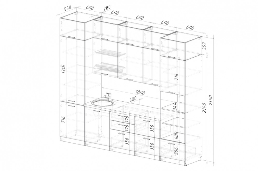 Кухонный гарнитур Альба экстра 2, 300 см  