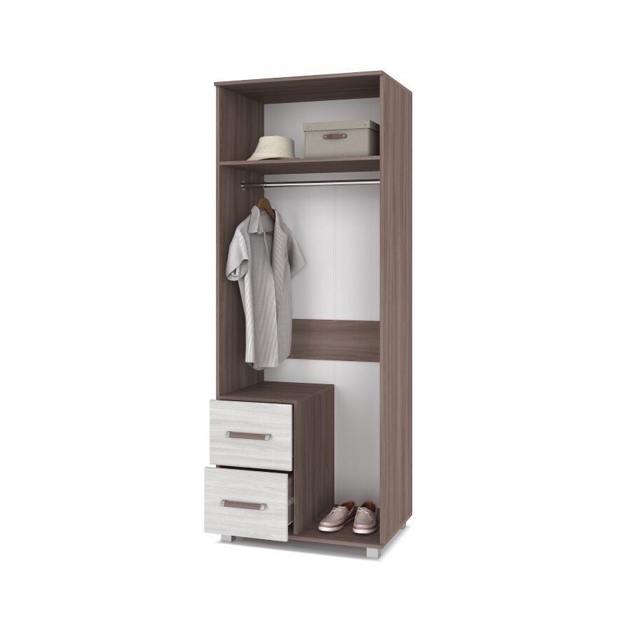 Шкаф двустворчатый с ящиками и зеркалом В24 Виора, Ясень Шимо 