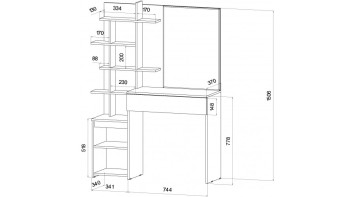 Стол туалетный Ленора, Дуб вотан/Кашемир