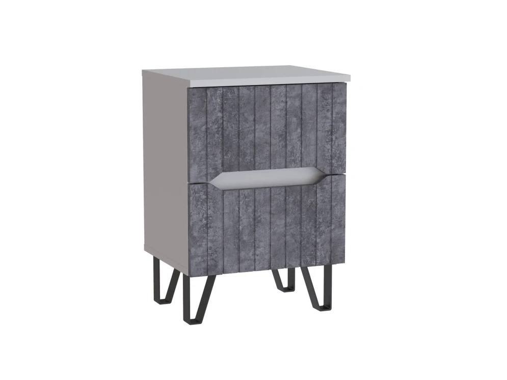 Тумба прикроватная Ливерпуль, белый / бетон темный 