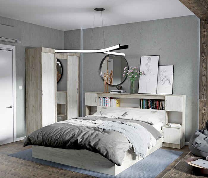 Шкаф-купе Басса, крафт серый 