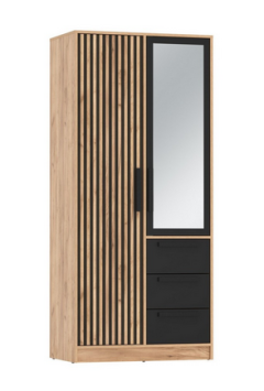 Шкаф 2-х дверный 83.09 Вегас, Дуб золотой/Черный​