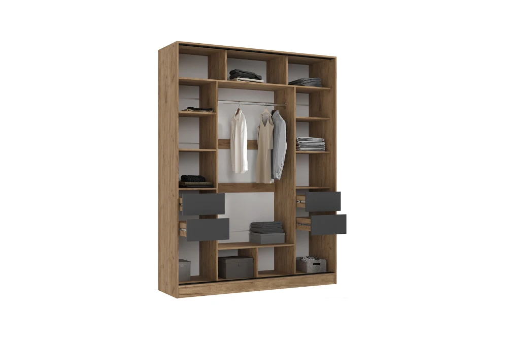 Шкаф-купе Роджина дуб крафт / графит 