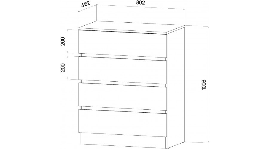 Комод 4 ящика Ленора, Дуб вотан/Кашемир 
