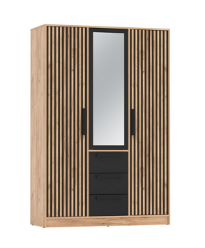 Шкаф 3-х дверный 83.08 Вегас, Дуб золотой/Черный​