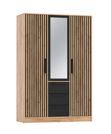 Шкаф 3-х дверный 83.08 Вегас, Дуб золотой/Черный​ 