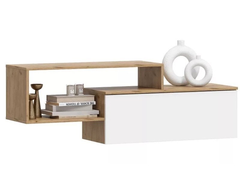 Полка Хелен ПЛ-01, крафт золотой - белый шагрень 