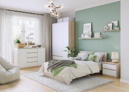 Комод с 2 двери и 4 ящика Лори, дуб сонома  