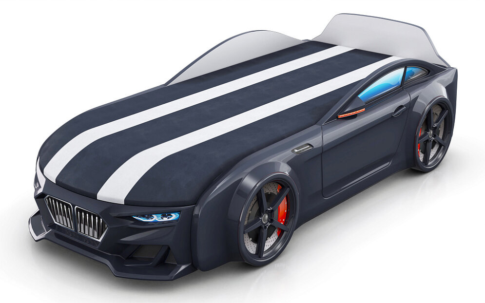 Кровать-машинка с подъемным механизмом и матрасом Dynamic-М Черный 