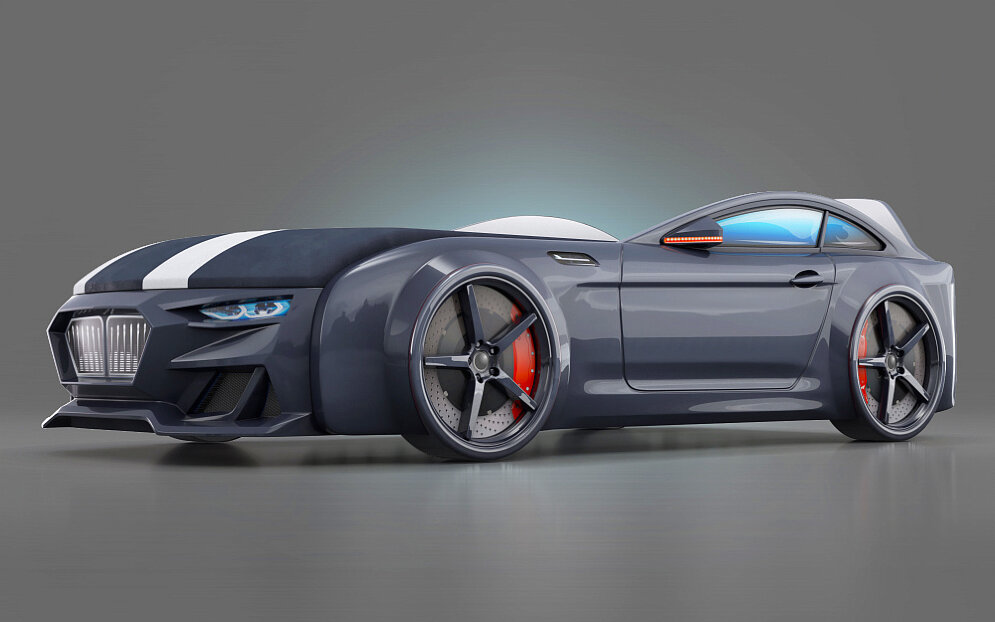 Кровать-машинка с подъемным механизмом и матрасом Dynamic-М Черный 