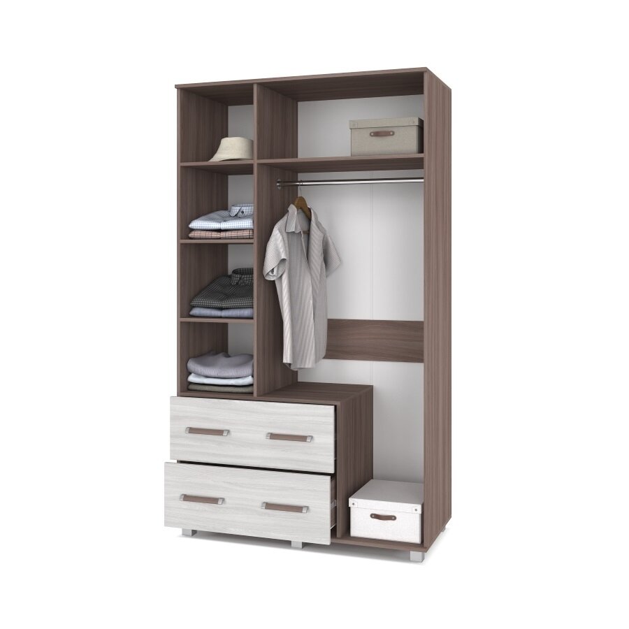 Шкаф трехстворчатый с зеркалом и ящиками В33 Виора, Ясень Шимо 