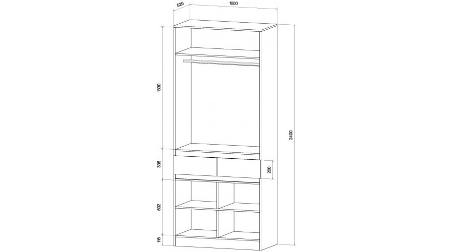 Шкаф 2-х створчатый Ленора, Дуб вотан/Кашемир 