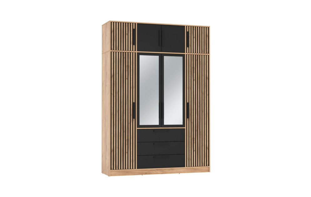 Шкаф 4-х дверный 83.07 Вегас, Дуб золотой/Черный​ 