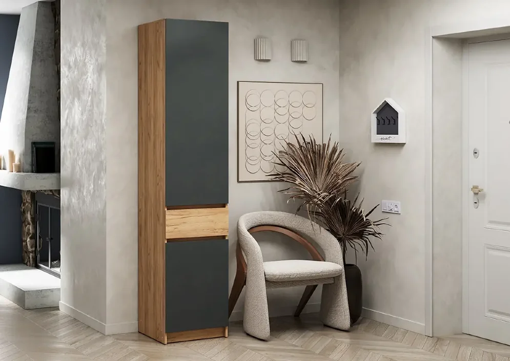 Шкаф-пенал с ящиком Стоуби ШК-500, Графит 