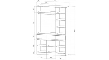 Шкаф 3-х створчатый Ленора, Дуб вотан/Кашемир