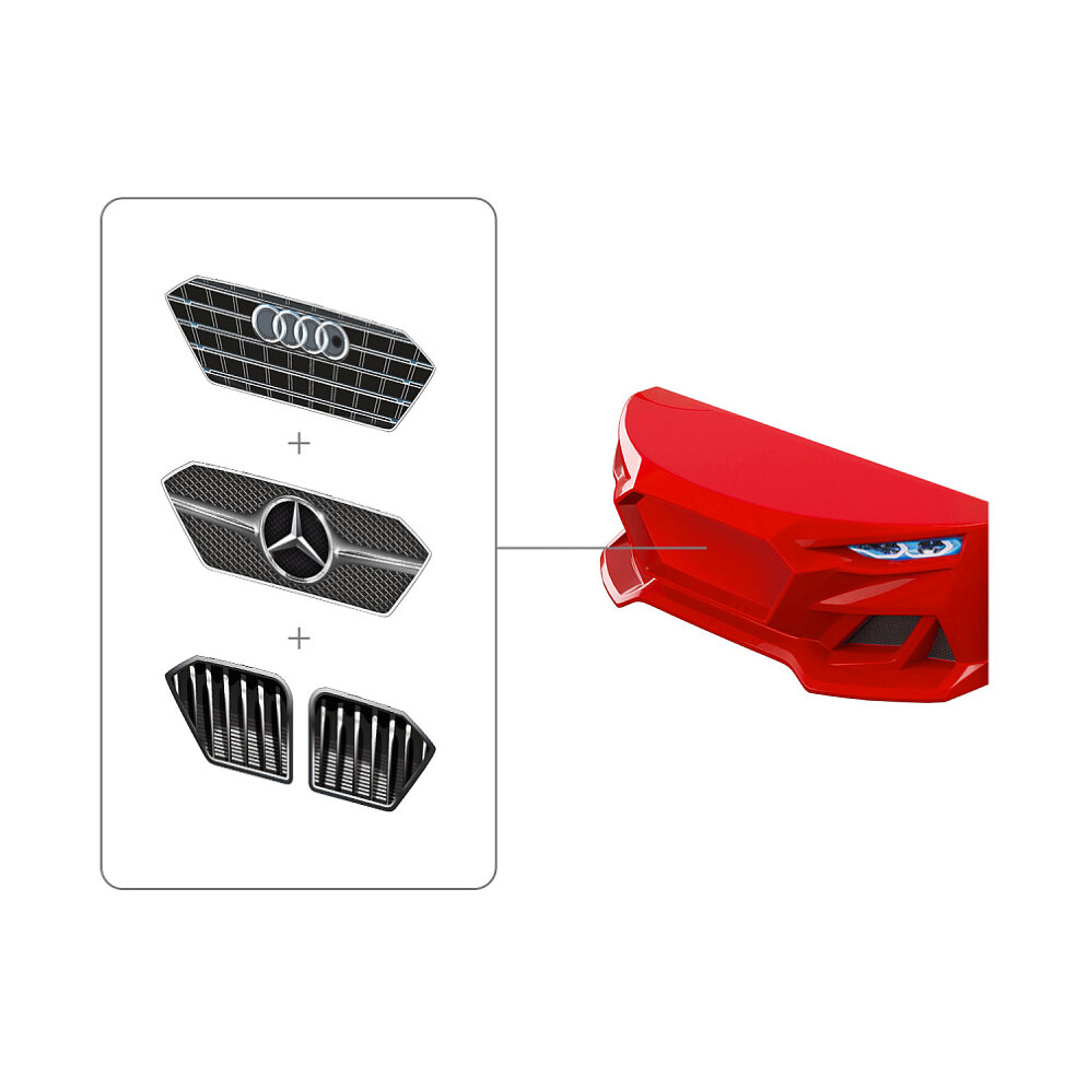 Кровать-машинка с подъемным механизмом и матрасом Dynamic-М Красный 