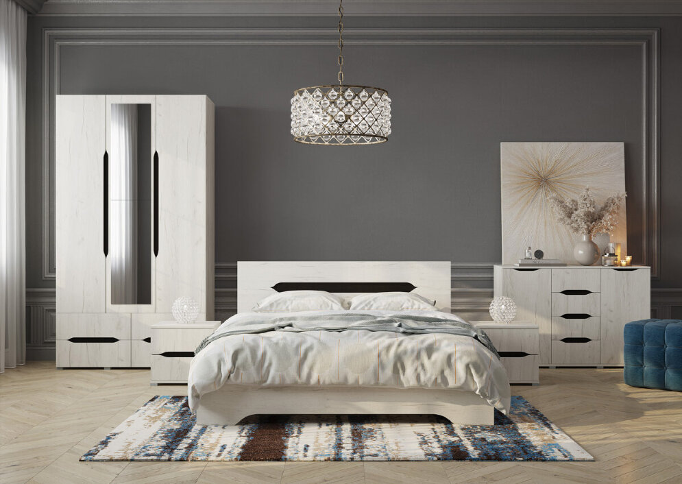 Модульная спальня Вега 4, Крафт белый     