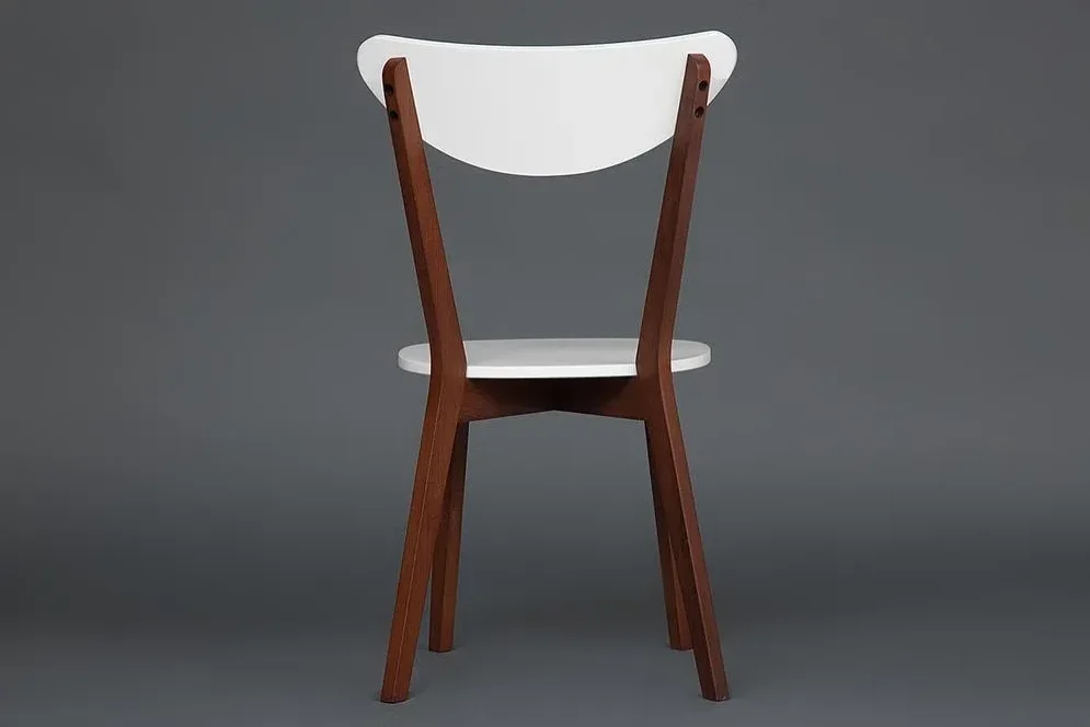 Стул жесткое сиденье MAXI (Макси), белый + коричневый 